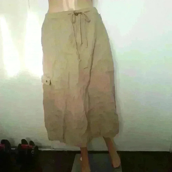 Denver hayes cargo skirt beige drawstring waist casual trendy back slit 16 - Picture 4 of 5
